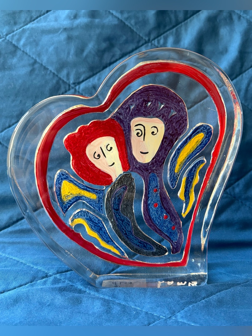 SIGNED Matt Lamb Spirit Of Love Art Glass Heart Sculpture Paperweight Gift 6.5”
